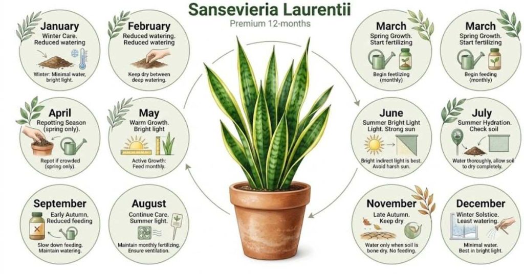Seasonal Snake Plant Care Calendar