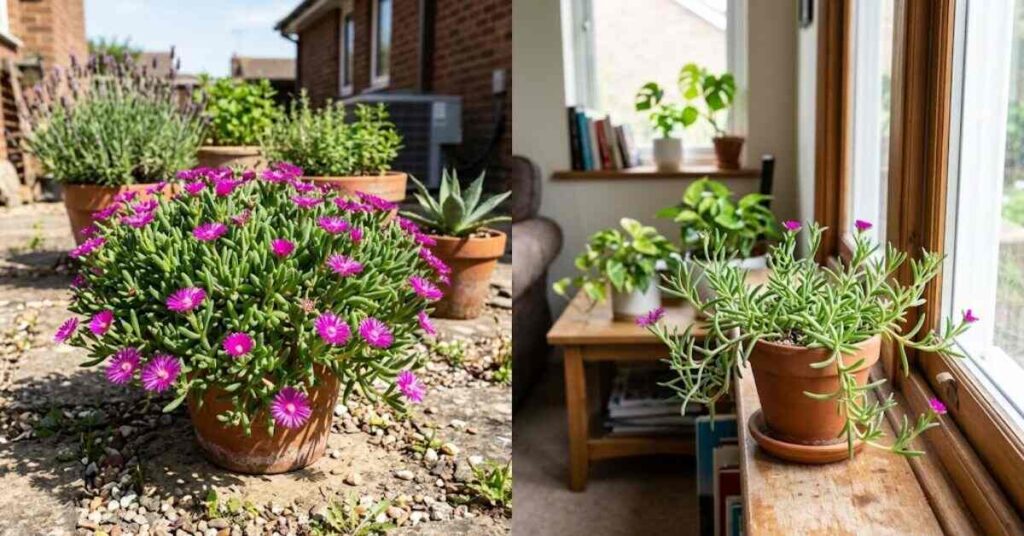 Outdoor Ice Plant vs. Indoor Growing