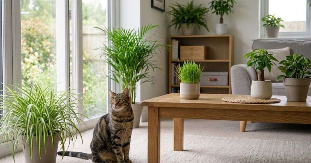 Cat safe plants and cat grass indoors