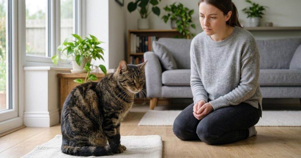Cat showing possible signs of discomfort